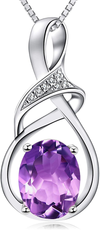 HXZZ Fine Jewelry Gifts for Women Natural Gemstone Swiss Blue Topaz Amethyst Citrine Sterling Silver Pendant Necklace