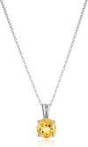 Essentials Sterling Silver Genuine or Created round Cut Birthstone Pendant Necklace, 18"