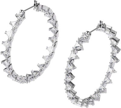 SWAROVSKI Millenia Crystal Earring Collection, Single Ear Cuff, Earrings Pair, Rhodium Finish, Clear Crystals