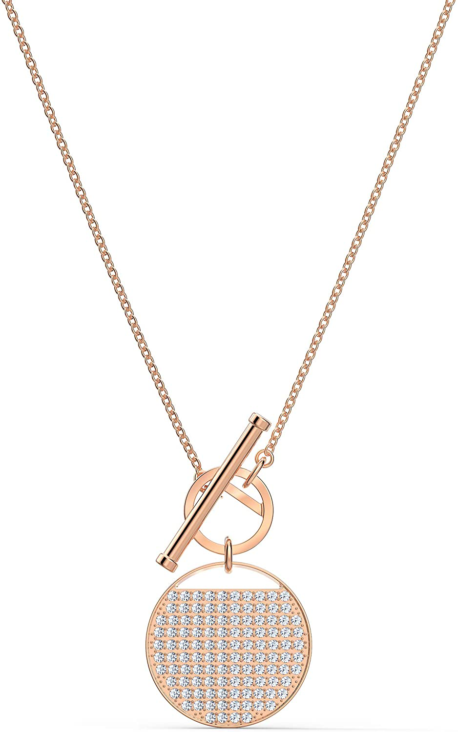 Swarovski Women'S Ginger T Bar Necklace with White Crystals in a Rose-Gold Tone Plated Setting