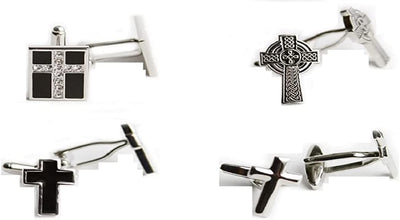 Cross Crosses 4 Christian Pairs Cufflinks in a Presentation Gift Box & Polishing Cloth