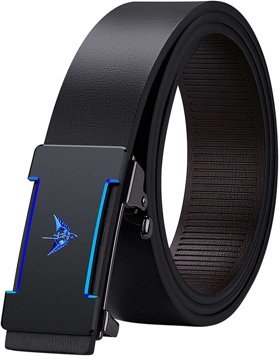 Leather Ratchet Belts for Men Automatic Buckle Casual Work Dress Belt with Gift Box