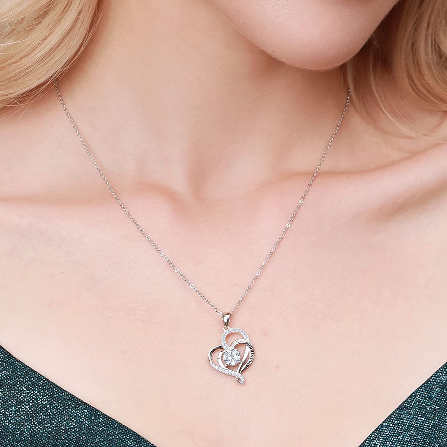 925 Sterling Silver Forever Love Pendant Necklace with 5A CZ | Women Jewelry Gifts | Anniversary Christmas Valentine’S Day Birthday Mother’S Day