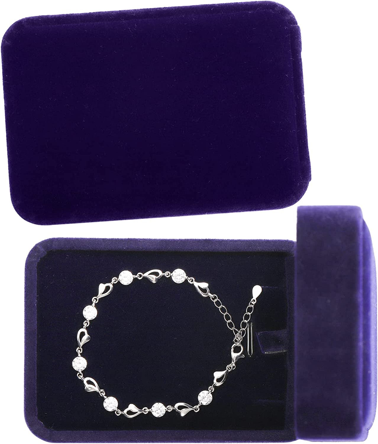 925 Sterling Silver Heart Bracelet for Women Girl, Adjustable Love Heart Bracelet with Cubic Zirconia, Jewelry Heart Anklets Chain Gift with Blue Velvet Gift Box, for Girlfriend, Wife, Grandma, Mom, Birthday, Valentine'S Day