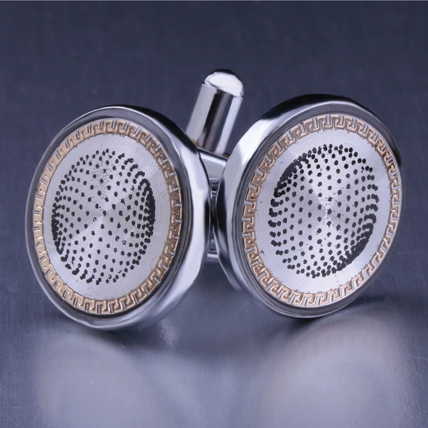 Cufflink 12 Pairs Two Tone Classy Stylish Men'S Cuff Links Elegant Gift Box