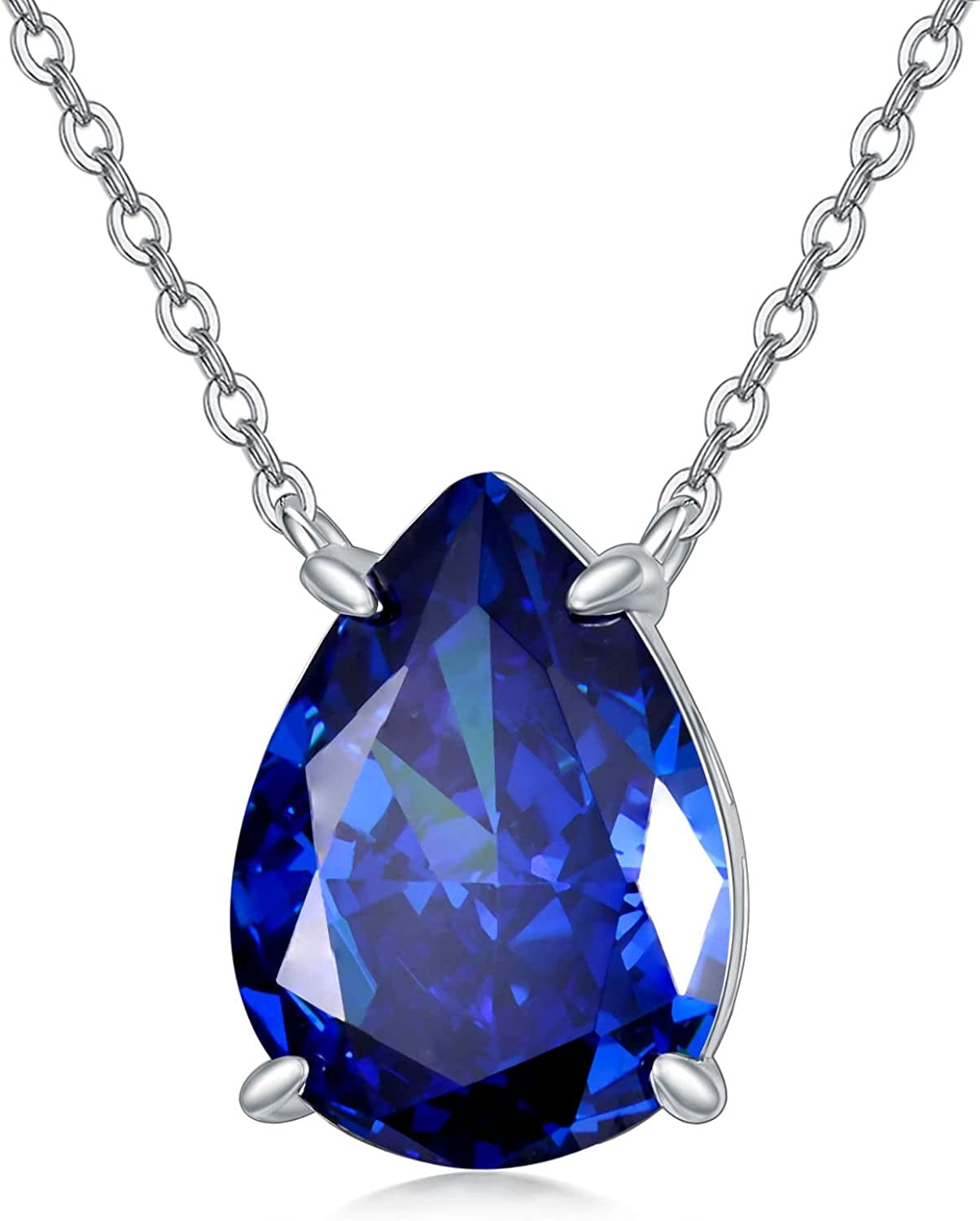 Valentines Day Gifts Teardrop Birthstone Choker Pendant Necklace 925 Sterling Silver Teardrop Creshed Ice Necklace,Bridal Prom - Elegant Birthday Mothers Day Anniversary Wedding Jewelry Gifts for Women Her Wife Mom