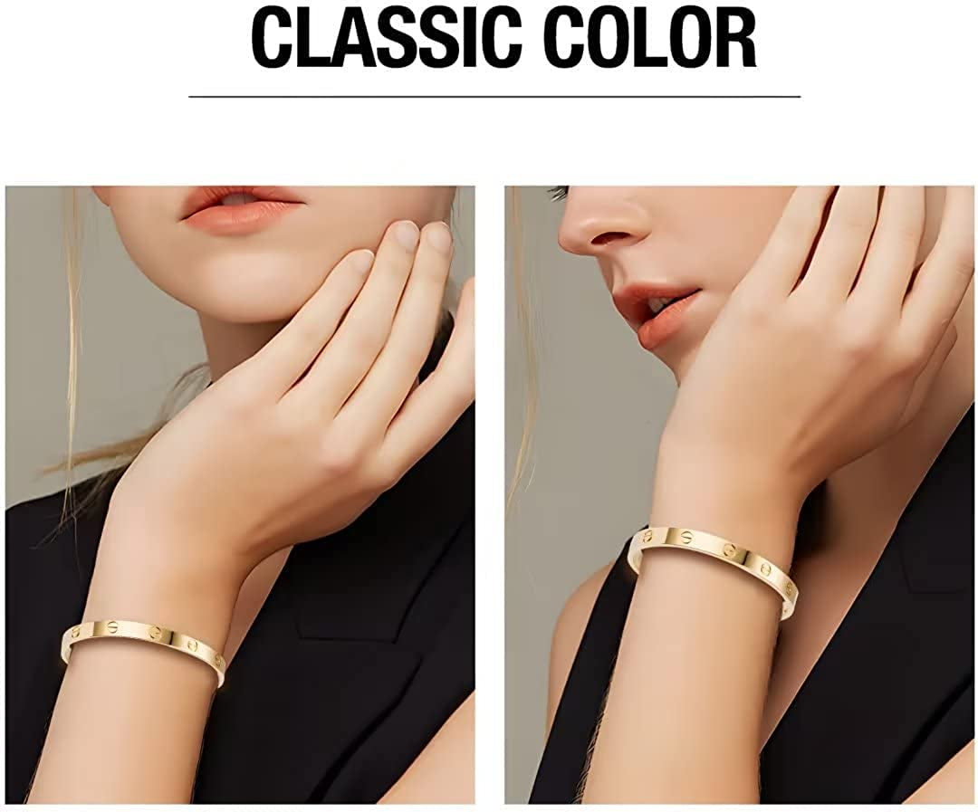 Love Bracelet Bangle with Screw Design Stainless Steel Hinged Jewelry Best Gifts for Love with Valentines Day Mothers Day Anniversary and Birthday for Men Women and Girls