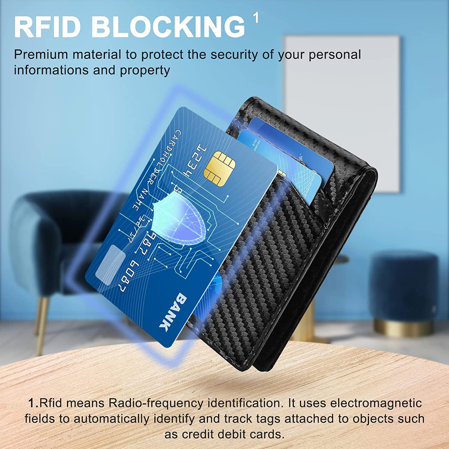 Gifts for Dad,Men'S Leather Wallet for Valentines Day Gifts with Money Clip, RFID Blocking,Bifold Credit Card Holder with 11 Slots,Clips 6-10 Bills,Gifts for Men Him Husband Boyfriend-Carbon Fiber