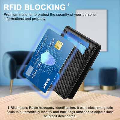 Gifts for Dad,Men'S Leather Wallet for Valentines Day Gifts with Money Clip, RFID Blocking,Bifold Credit Card Holder with 11 Slots,Clips 6-10 Bills,Gifts for Men Him Husband Boyfriend-Carbon Fiber