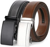 Men'S Ratchet Belt for Dress 2Pack Slid Leather Belt with Automatic Click Buckle