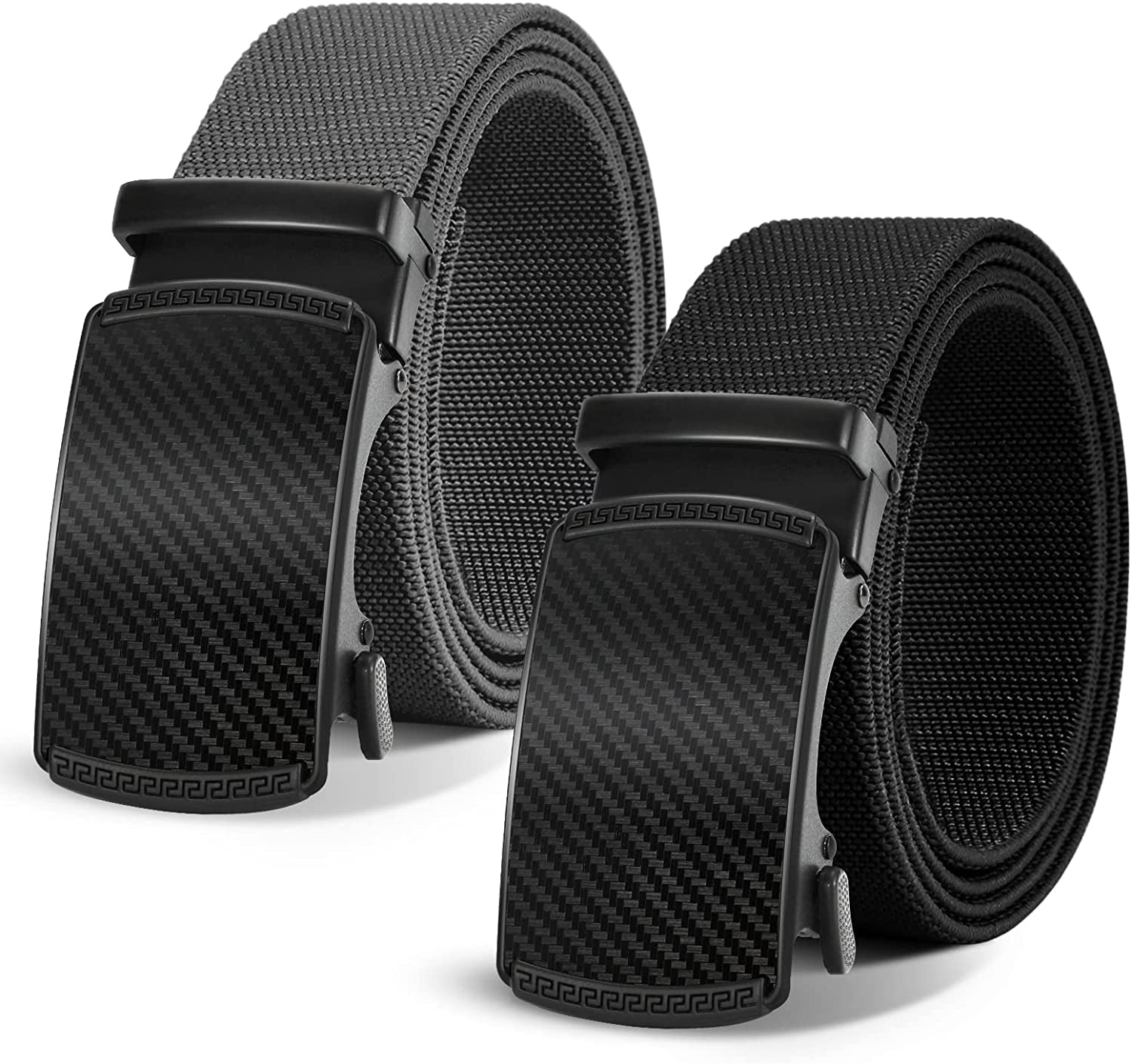 Men'S Belt, 2 Pack Ratchet Golf Belt for Men Elastic Stretch Belts Nylon Casual Belt for Jeans Adjustable Web Belt