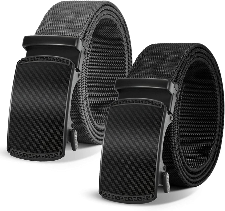 Men'S Belt, 2 Pack Ratchet Golf Belt for Men Elastic Stretch Belts Nylon Casual Belt for Jeans Adjustable Web Belt