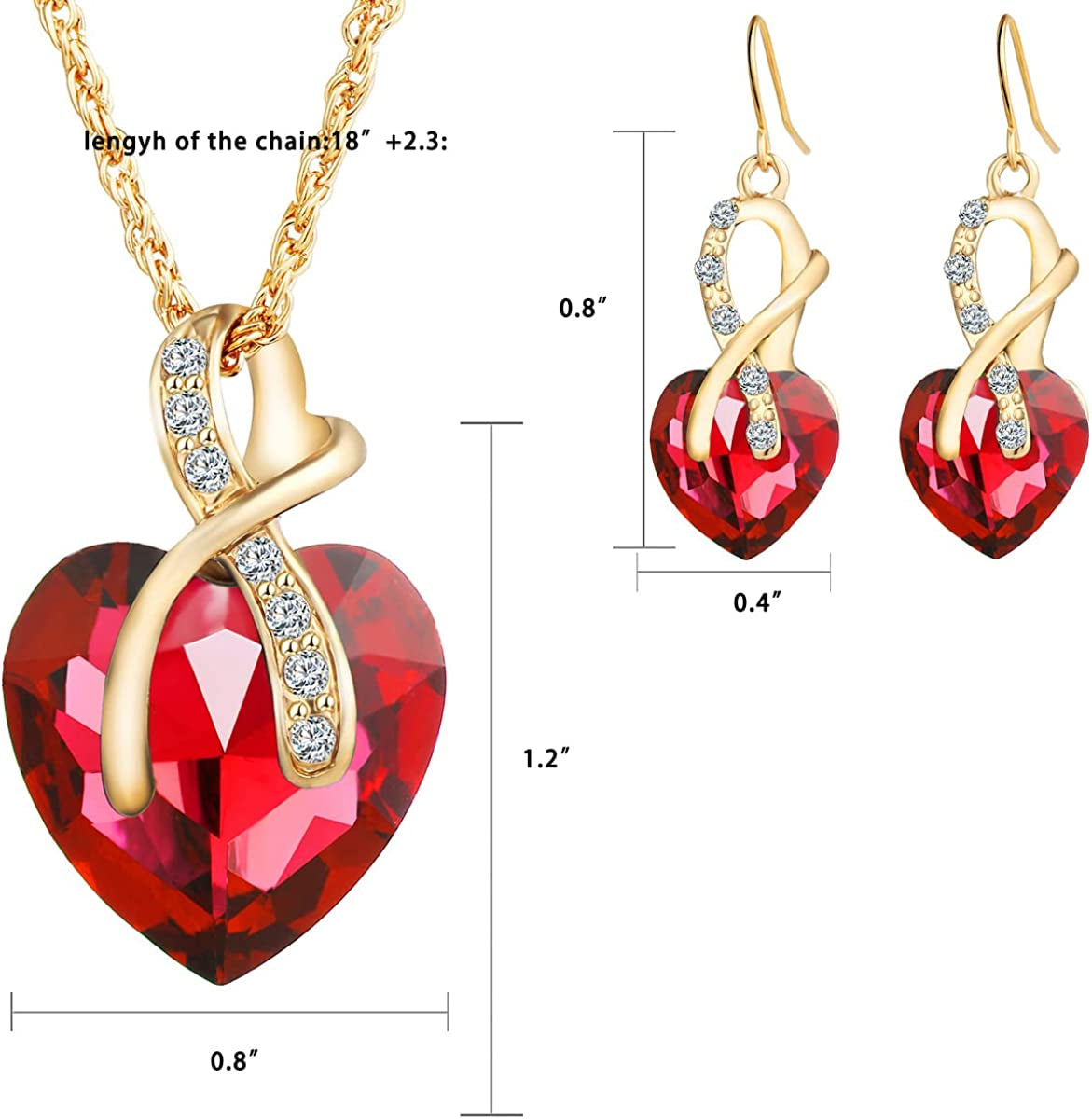Love Heart Pendant Necklace for Women Heart Jewelry Set Heart Necklace and Heart Earring Love Heart Necklace Christmas Jewelry Gift Heart Necklace Valentine’S Day Jewelry Gift for Women