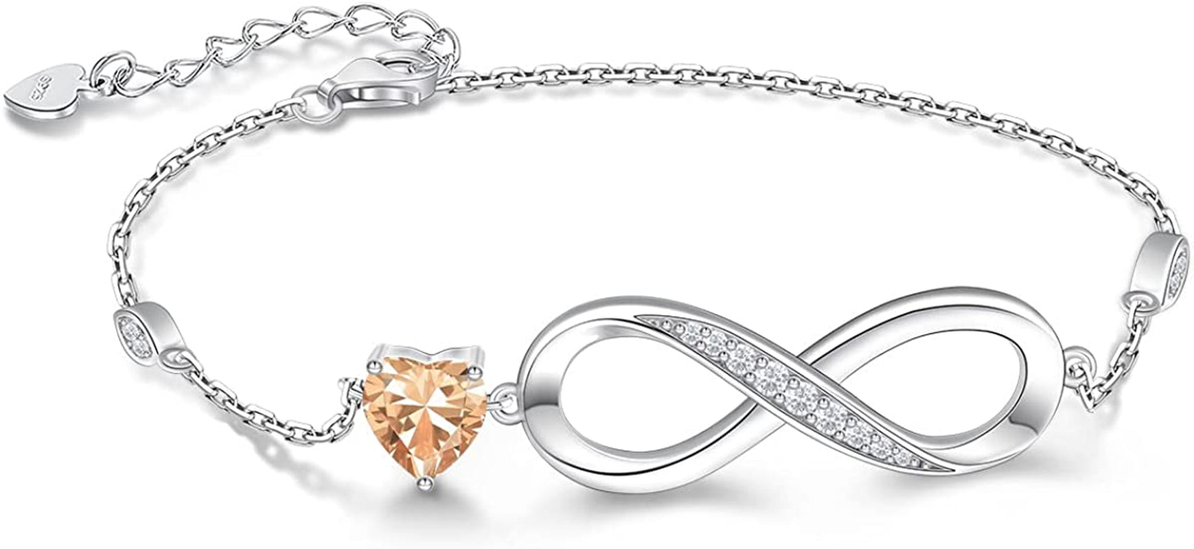 Infinity Love Heart Symbol Charm Bracelet for Women 925 Sterling Silver Adjustable Birthday Christmas Valentine’S Day Jewelry Gift for Mom Women Wife Girls Sister Her Friends