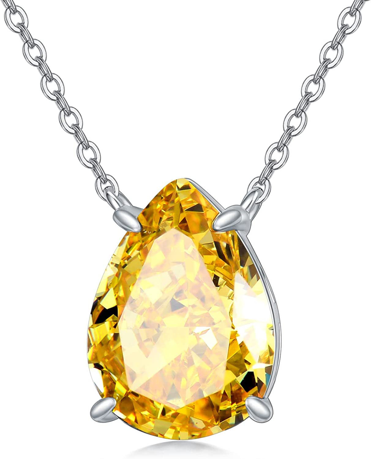 Valentines Day Gifts Teardrop Birthstone Choker Pendant Necklace 925 Sterling Silver Teardrop Creshed Ice Necklace,Bridal Prom - Elegant Birthday Mothers Day Anniversary Wedding Jewelry Gifts for Women Her Wife Mom