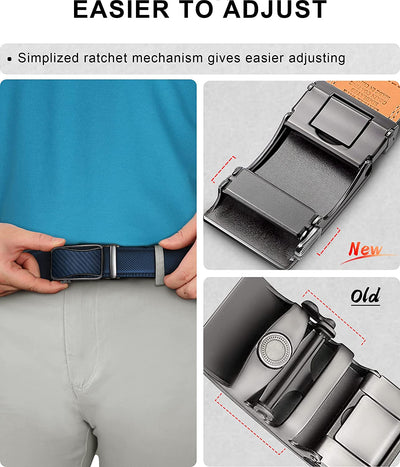 Mens Ratchet Belt 2 Units, Sliding Belt for Mens Dress Casual Pant Shirts Oxfords 1 3/8",Size Adjustable