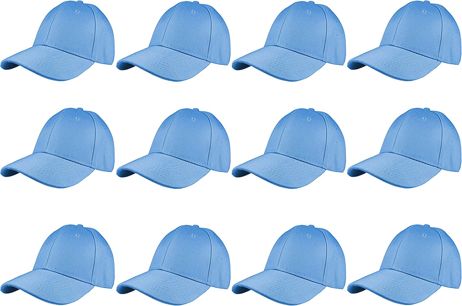 Plain Blank Baseball Caps Adjustable Back Strap Wholesale LOT 12 PC'S