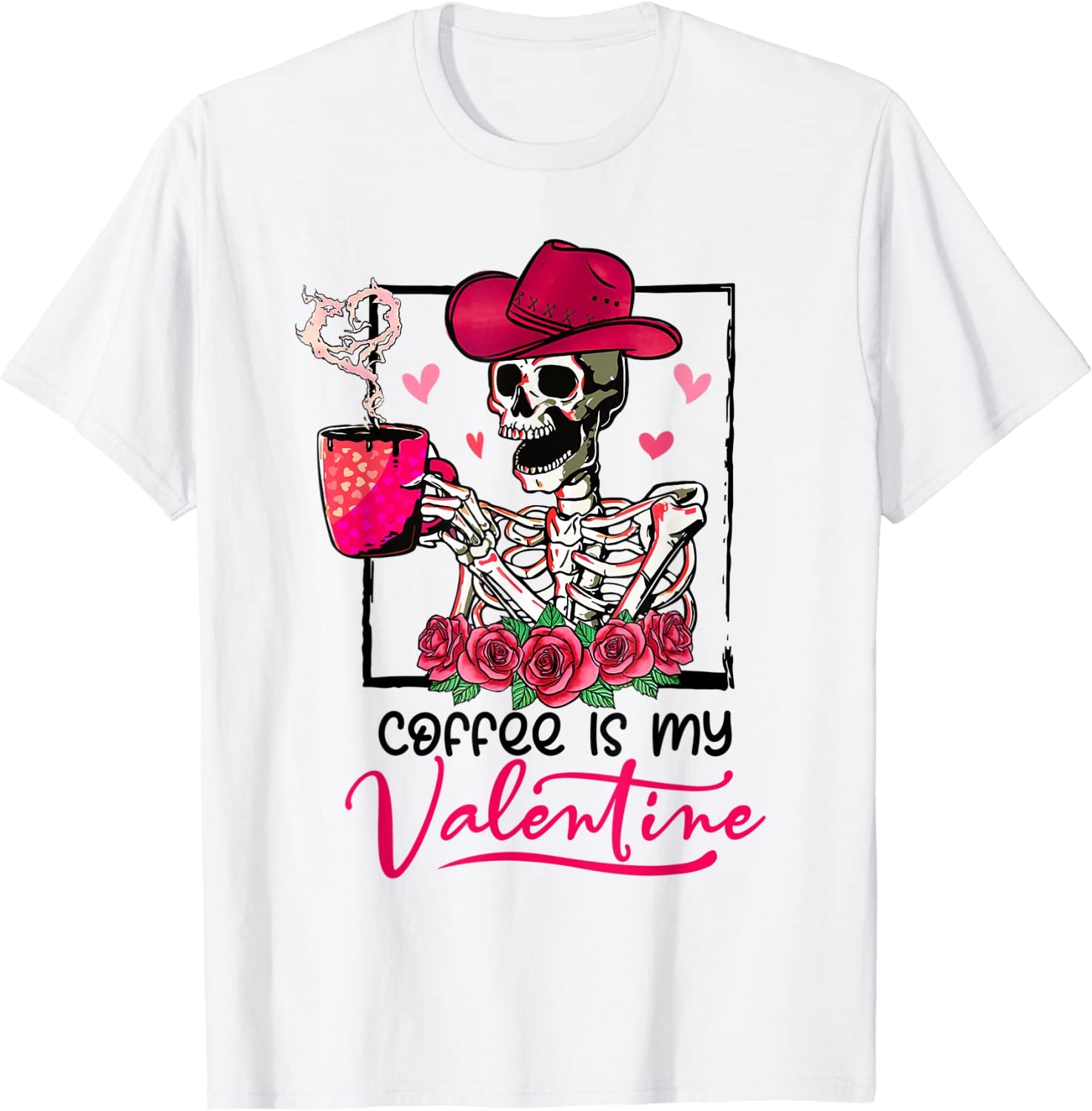 Coffee Is My Valentine Funny Skeleton Valentine'S Day Gifts T-Shirt