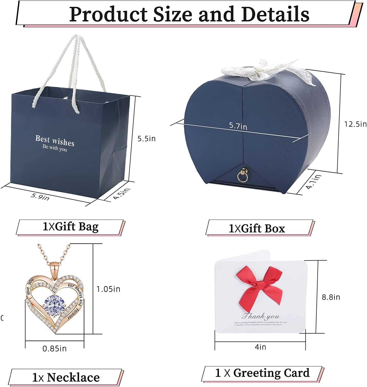 Gift Set for Women Preserved Rose with I Love You Necklace, Gift for Mother Girlfriend Daughter on Christmas Birthday Mother'S Day Anniversary and Valentine'S Day Gift