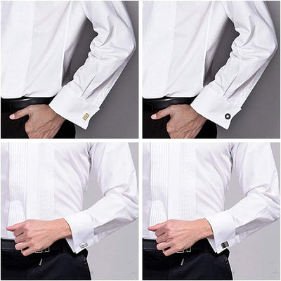 Tie Clip Cufflinks Set for Men Necktie Tie Bar Clips Business Shirts Tuxedo Wedding Gift with Box Silver-Tone Gold-Tone Black
