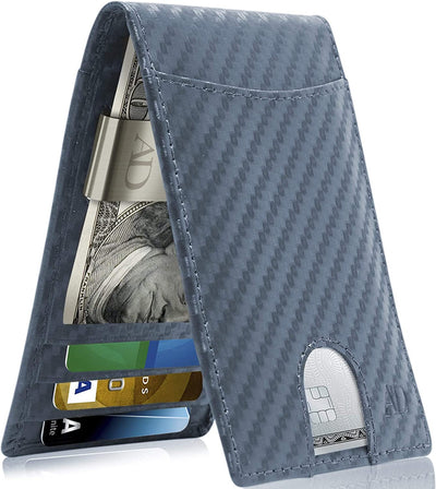 Real Leather Wallets for Men - Money Clip Bifold Wallet RFID Front Pocket Thin Minimalist Mens Wallet Credit Card Holder