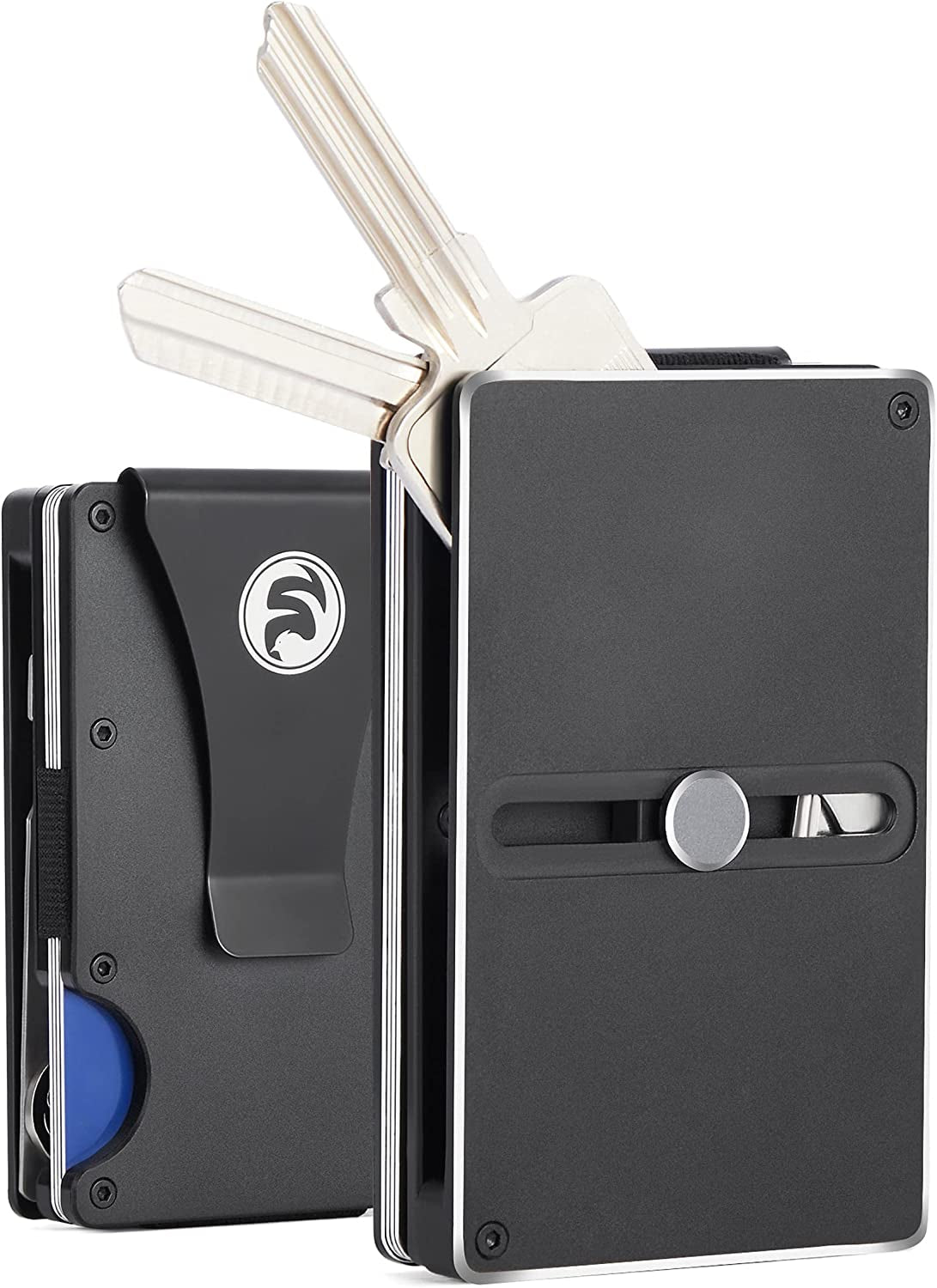 Minimalist Engraved Wallet for Boyfriend from Girlfriend - Slim Metal RFID Blocking Card Holder - Personalized Aluminum Front Pocket Money Clip for Men - Christmas Birthday Anniversary Valentines Day