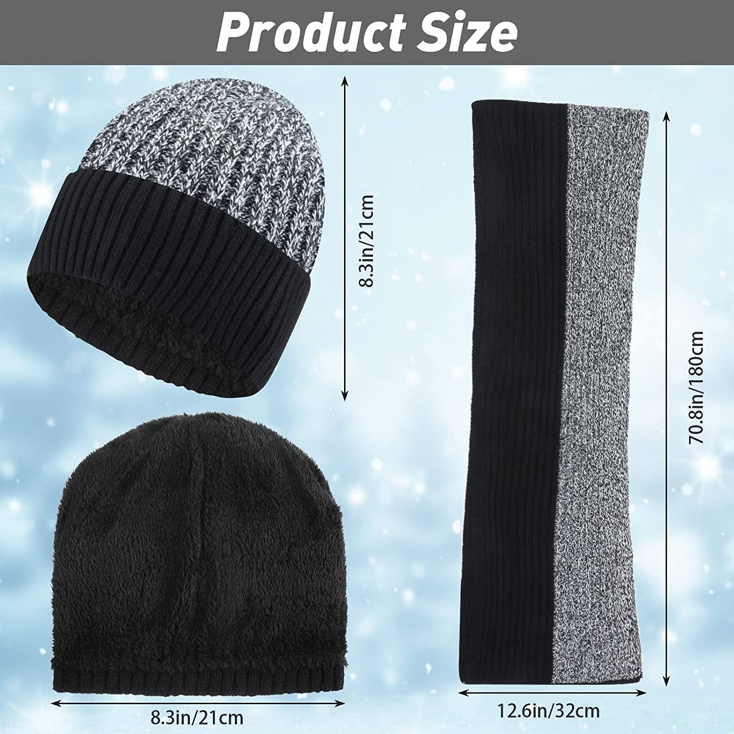 Winter Hats Scarf Gloves Warm Fleece Lined Knit Hat Ear Warmers Socks for Women and Men