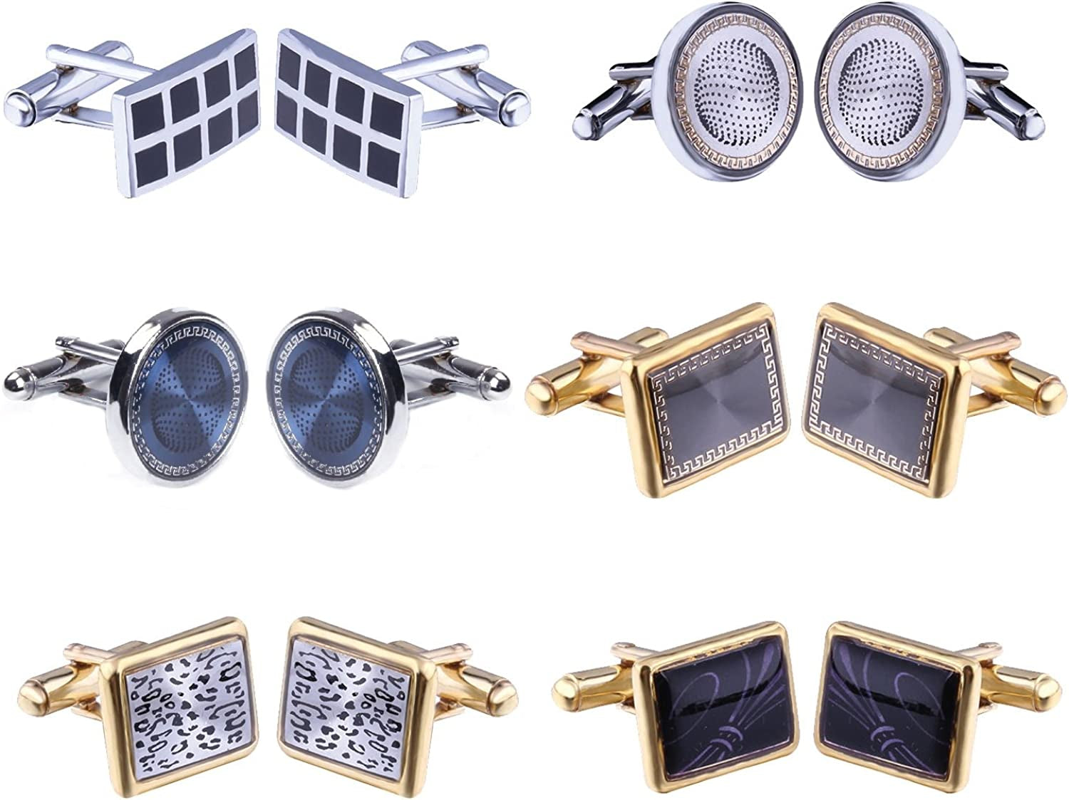 Cufflink 12 Pairs Two Tone Classy Stylish Men'S Cuff Links Elegant Gift Box