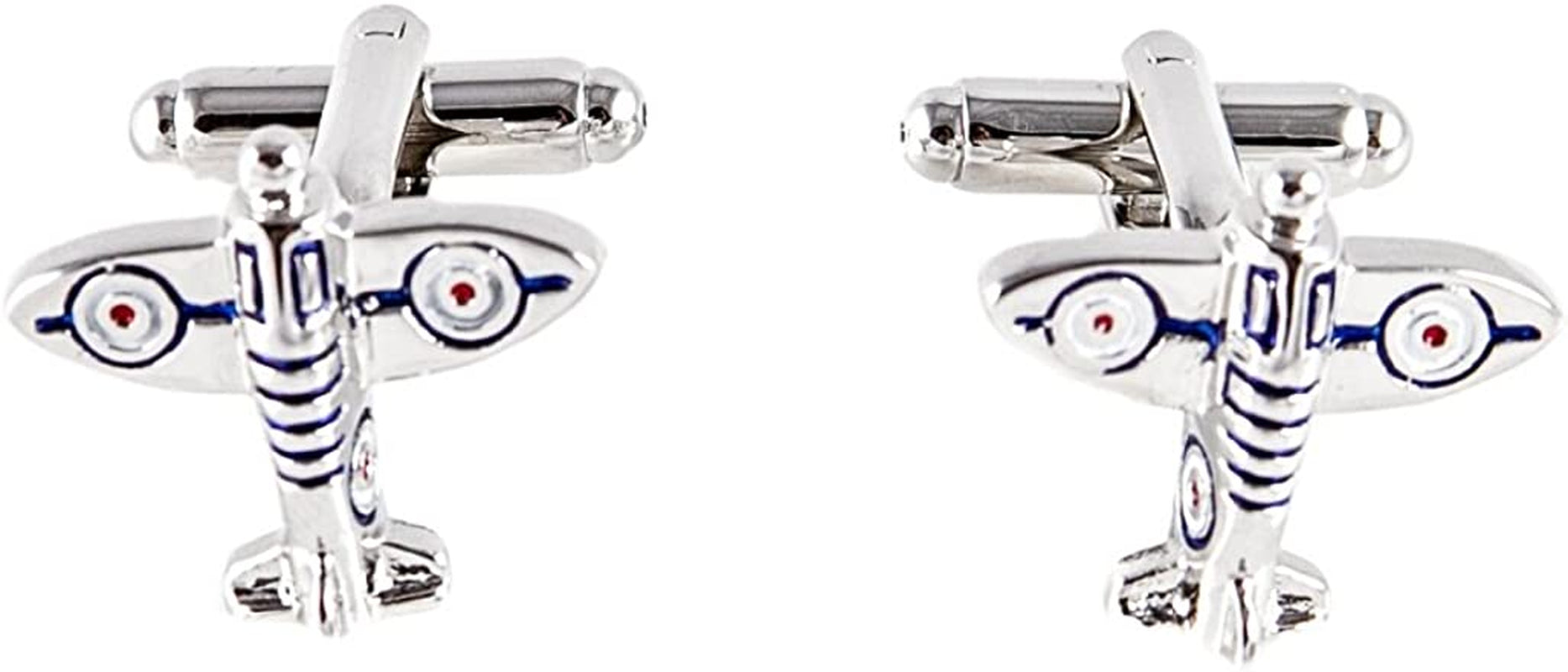 Plane Airplane Pilot Jets 6 Pairs Cufflinks in a Presentation Gift Box, Collar Tabs & Polishing Cloth