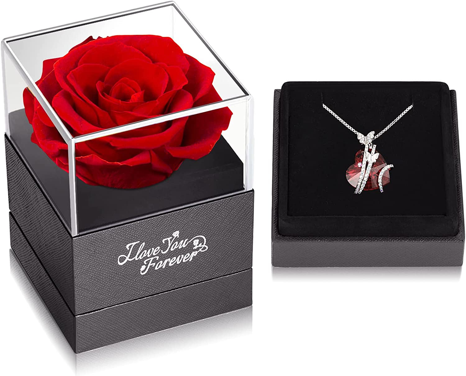 Butterfly Love Heart Pendant Necklaces with Birthstone Crystals, Valentines Day Gifts for Her, Anniversary Birthday Jewelry for Women Mom Wife Girlfriend