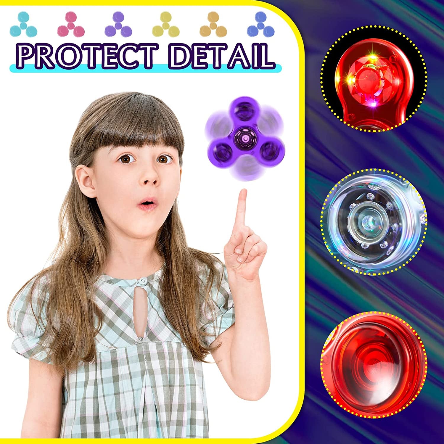 20 Pack Fidget Light up Spinners, Crystal LED Fidget Light up Spinners for Kids Adults Rainbow Hand Fidget Pack Glow in the Dark Birthday Party Favors ADHD Anxiety Stress Reducer Goodie Bag Stuffers