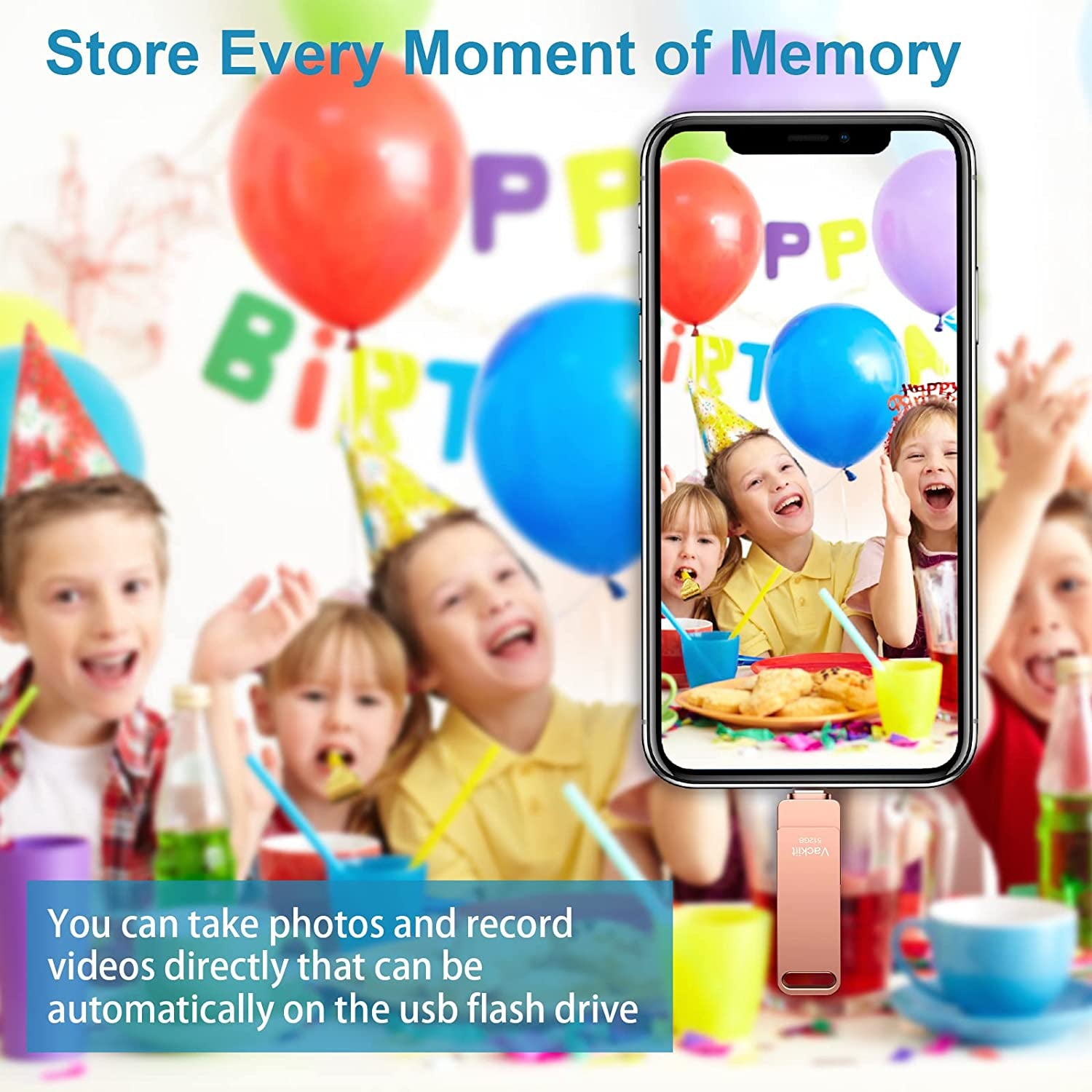 Apple Mfi Certified Photo Stick, 3 in 1 Iphone Flash Drive 512GB, Iphone Memory Stick for Photo Storage Iphone Thumb Drive External Storage Compatible for Iphone/Pc/Ipad/More Devices Pink