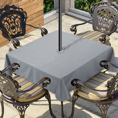 Outdoor and Indoor Tablecloth - Washable Waterproof Wrinkle Free Table Cloth with Zipper and Umbrella Hole for Spring/ Summer/ Party/ Picnic/ BBQS/ Patio (Round 60 Inch, Grey)