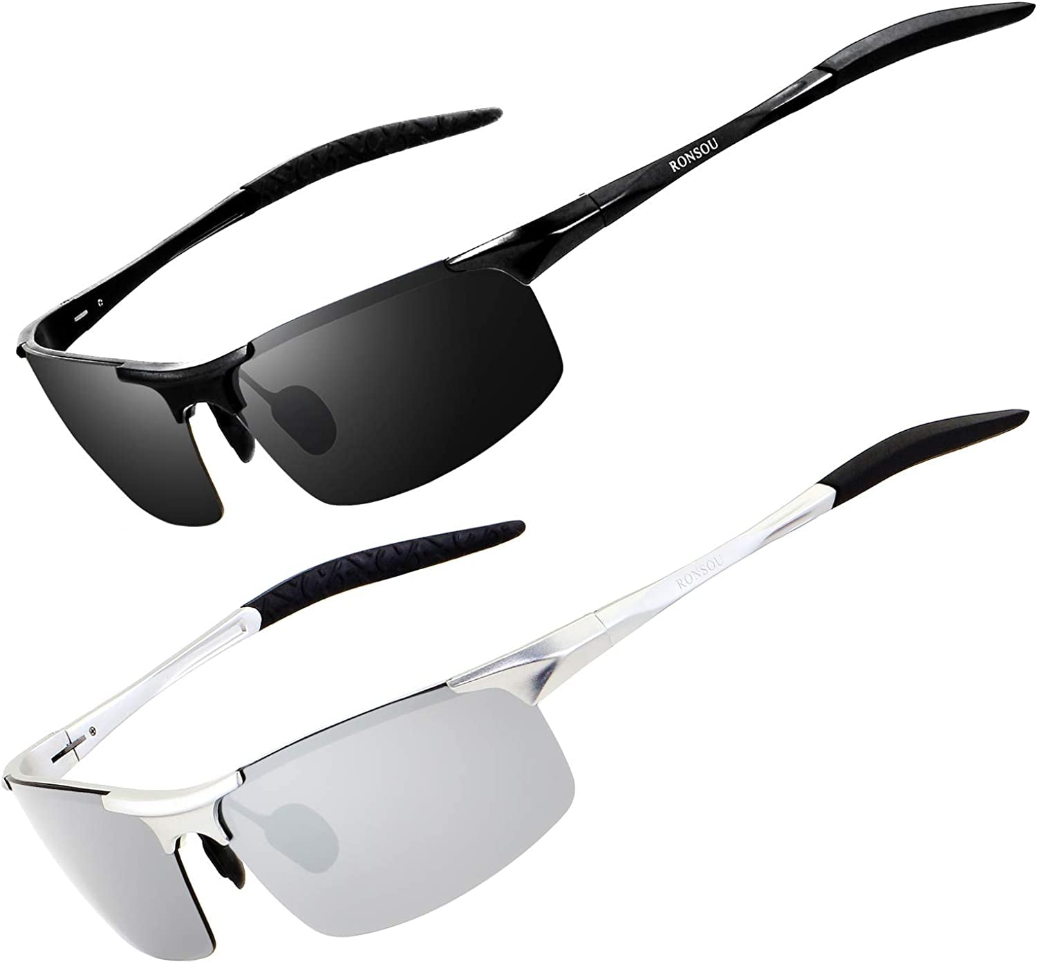 Men Sport Al-Mg Polarized Sunglasses Unbreakable for Driving Cycling Fishing Golf