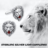 Sterling Silver Lion Head Cufflinks Vintage Jewerly Gift for Men Husband Dad Father