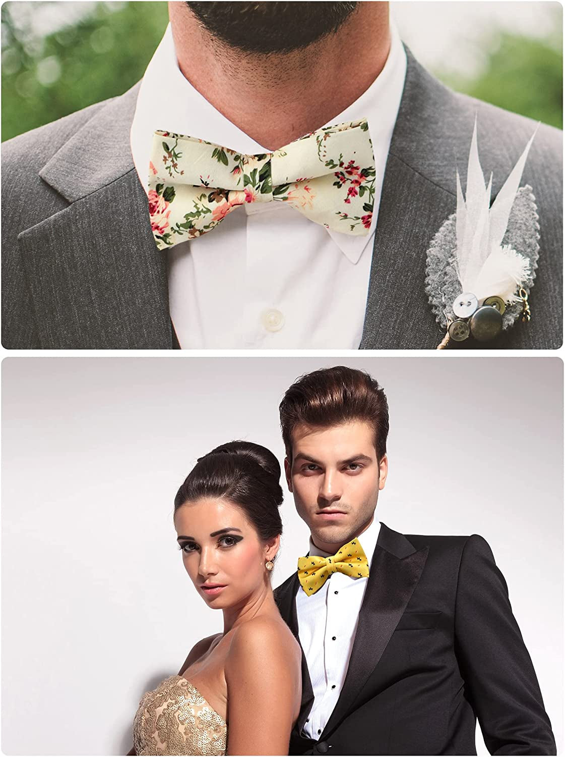 30 Pieces Elegant Pre Tied Bow Ties for Men Boys with Adjustable Floral Neck Band Bowties for Kids Pre Tied Set