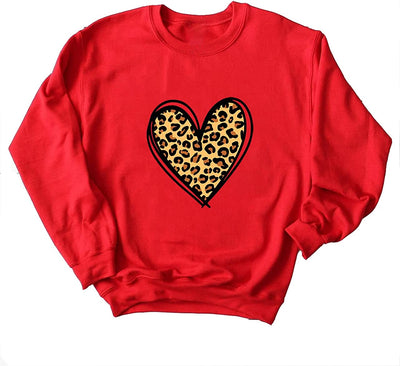 Fleece Valentines Day Sweatshirt Womens Cute Leopard Love Heart Lollipop Pullover Tops Valentines Gift