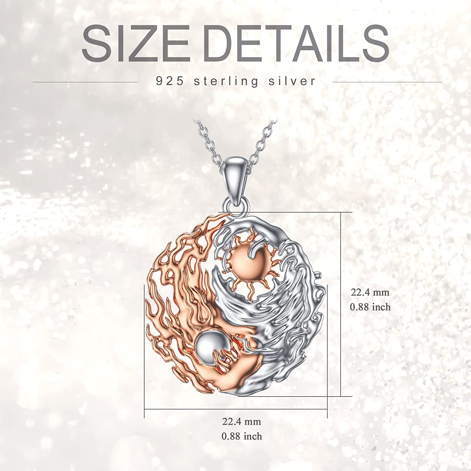 Valentines Day Gifts Red Blue Fox Flame Necklace for Women Sterling Silver Nature Fire Nation Pendant Jewelry Gift for Girlfriend Lover