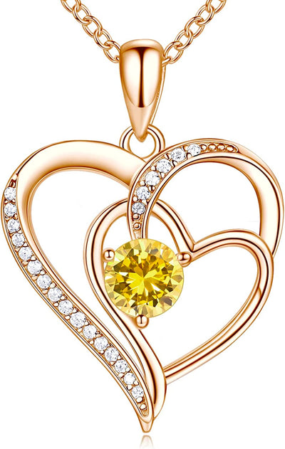 Heart Necklace for Women, 18K Gold over 925 Sterling Silver Necklace for Women with a Gemstone Birthstone, Birthday Anniversary Valentine Mother’S Day Christmas Jewelry Gifts for Women Mom Girlfriend Wife Her Sister Spouses