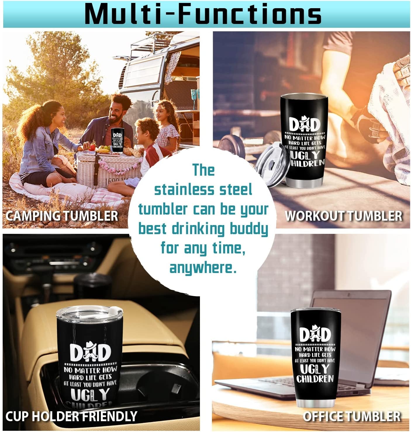 Best Gifts for Dad from Daughter, Son, Kid - Christmas Present for Dad, Husband - Funny Gift Fathers Day, Birthday Gifts for Dad, Father Gifts Set - Keychain, Hammer Multitool, 20Oz Tumbler