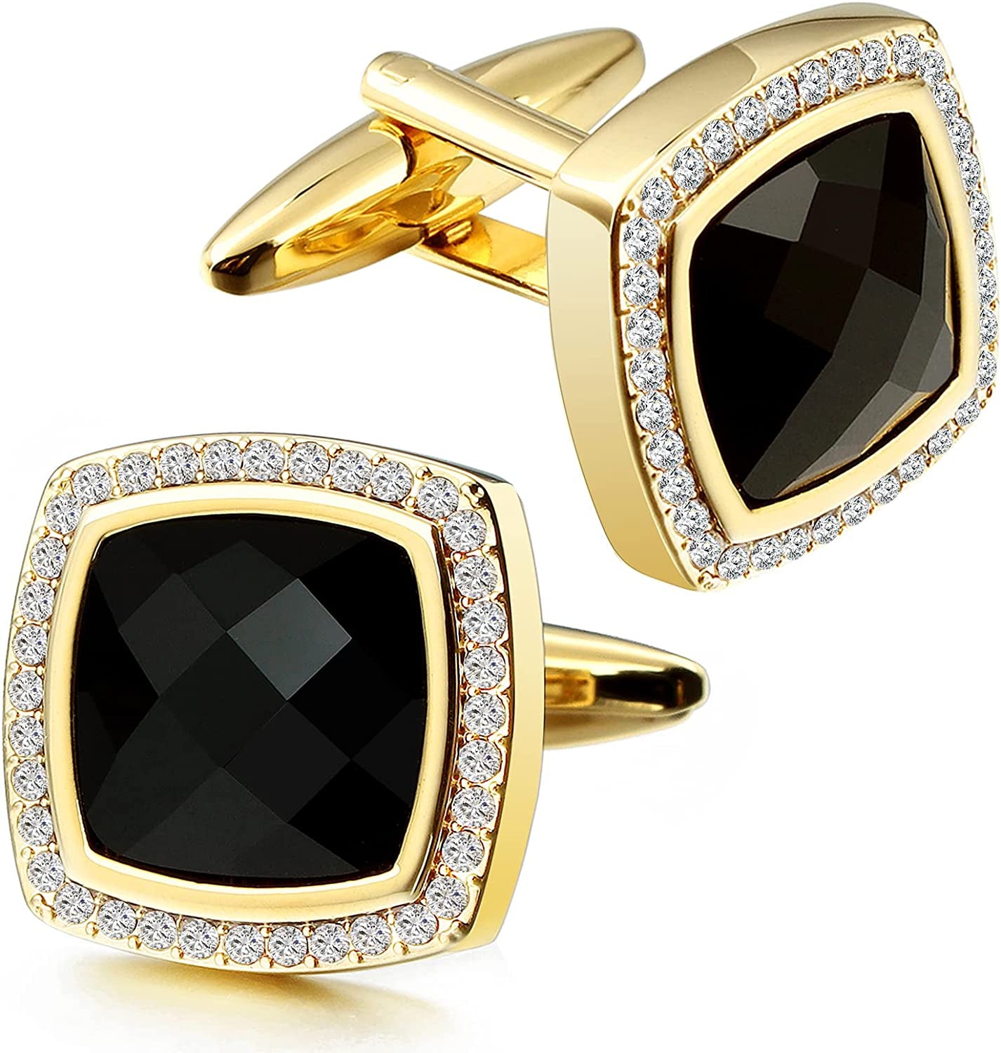 Cufflinks for Men, Gold Diamond Crystal Cufflinks for Groom Husband Personalized Gifts, Mens Formal Wedding Business Cufflinks, Luxurious Gorgeous Cuff Links French Shirt Accessories