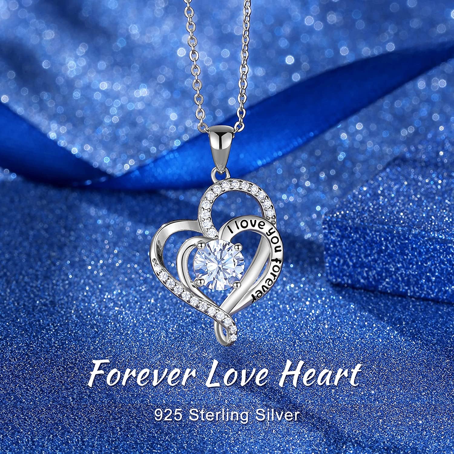 925 Sterling Silver Forever Love Pendant Necklace with 5A CZ | Women Jewelry Gifts | Anniversary Christmas Valentine’S Day Birthday Mother’S Day