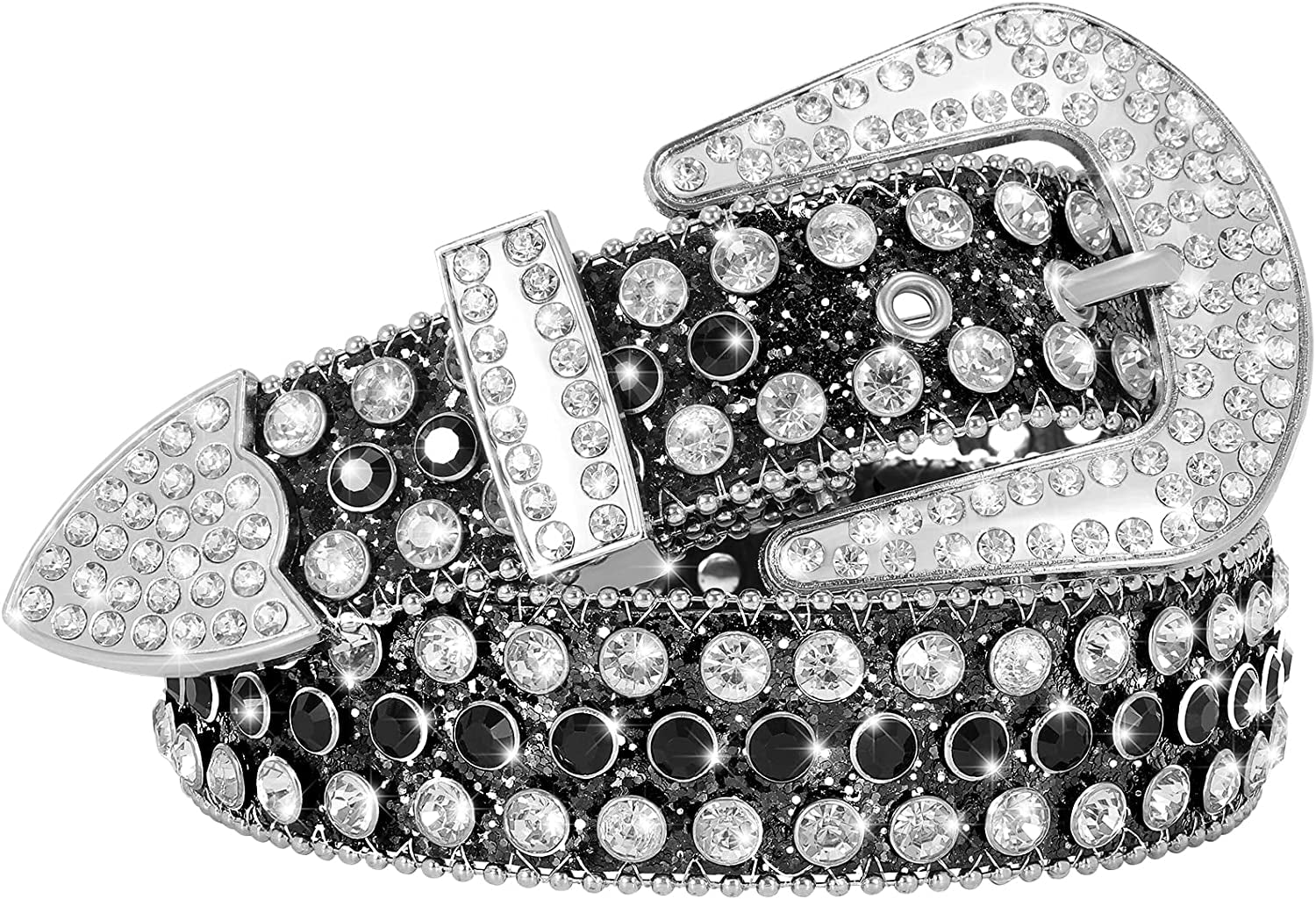 Men Women Fashion Rhinestone Belt Western Cowgirl Bling Studded Design Leather Diamond Belt for Jeans Dress