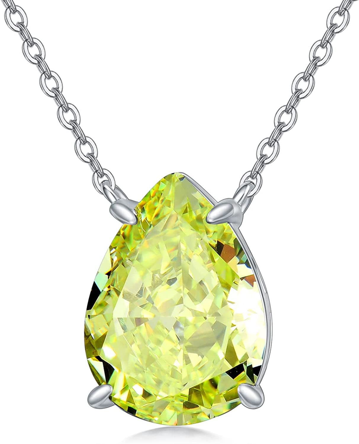 Valentines Day Gifts Teardrop Birthstone Choker Pendant Necklace 925 Sterling Silver Teardrop Creshed Ice Necklace,Bridal Prom - Elegant Birthday Mothers Day Anniversary Wedding Jewelry Gifts for Women Her Wife Mom