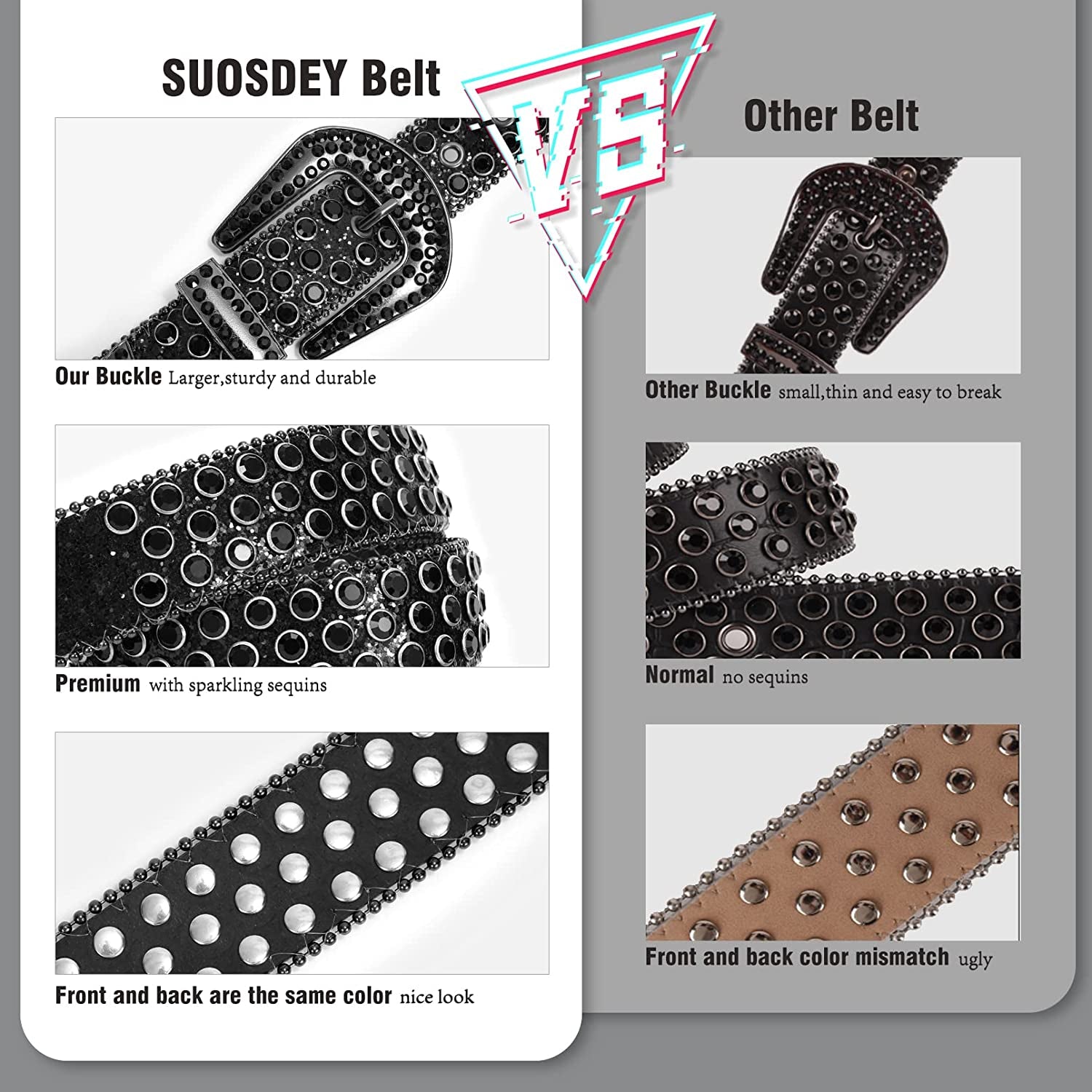 Men Women Fashion Rhinestone Belt Western Cowgirl Bling Studded Design Leather Diamond Belt for Jeans Dress