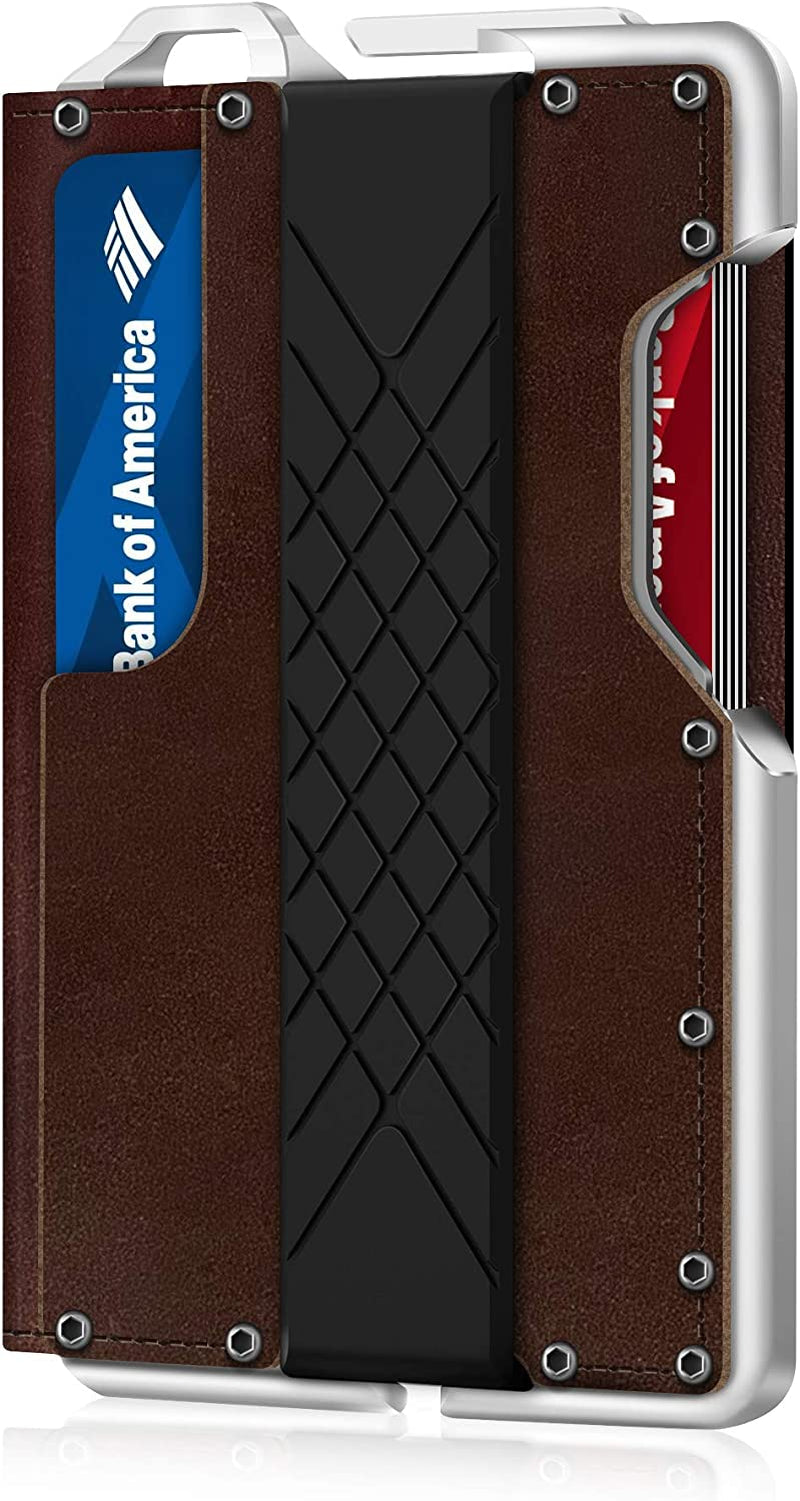 Tactical Minimalist Wallet for Men, Slim Rfid-Blocking Metal Card Holder, Front Pocket Men’S Nylon Leather Dapper Bifold Wallet with Money Clip Camouflage