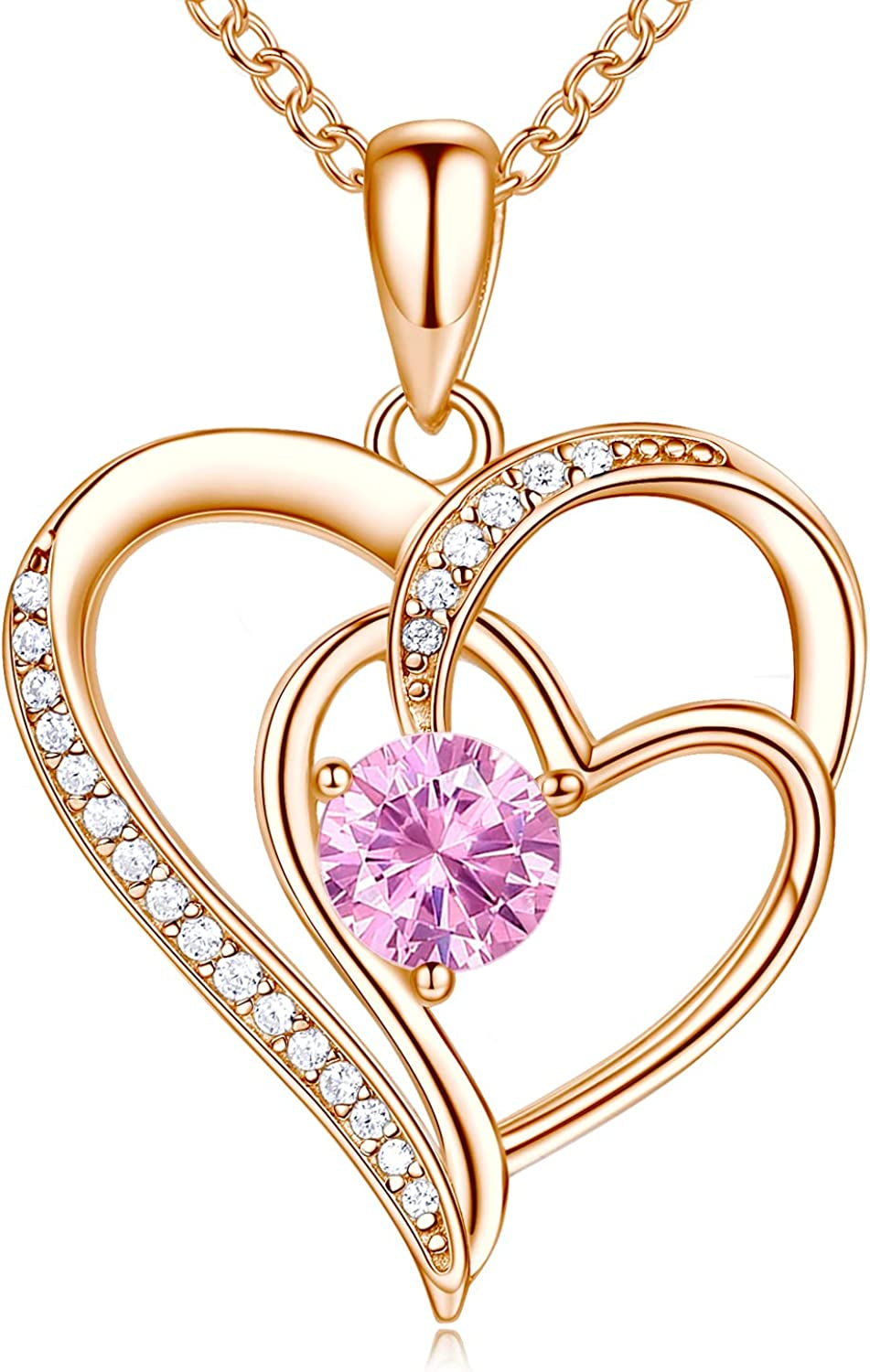 Heart Necklace for Women, 18K Gold over 925 Sterling Silver Necklace for Women with a Gemstone Birthstone, Birthday Anniversary Valentine Mother’S Day Christmas Jewelry Gifts for Women Mom Girlfriend Wife Her Sister Spouses