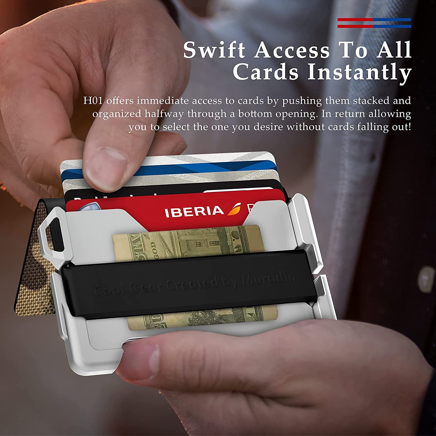 Tactical Minimalist Wallet for Men, Slim Rfid-Blocking Metal Card Holder, Front Pocket Men’S Nylon Leather Dapper Bifold Wallet with Money Clip Camouflage