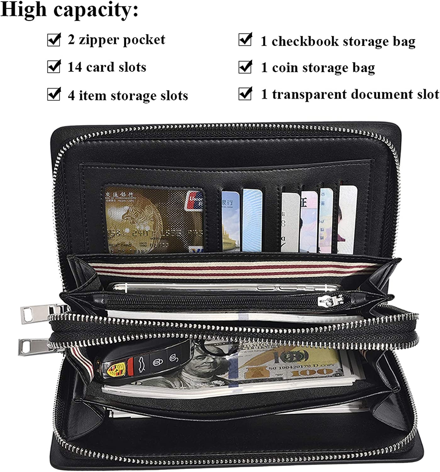 Men Clutch Bag Purse Genuine Leather Wallet Business Card Holder…