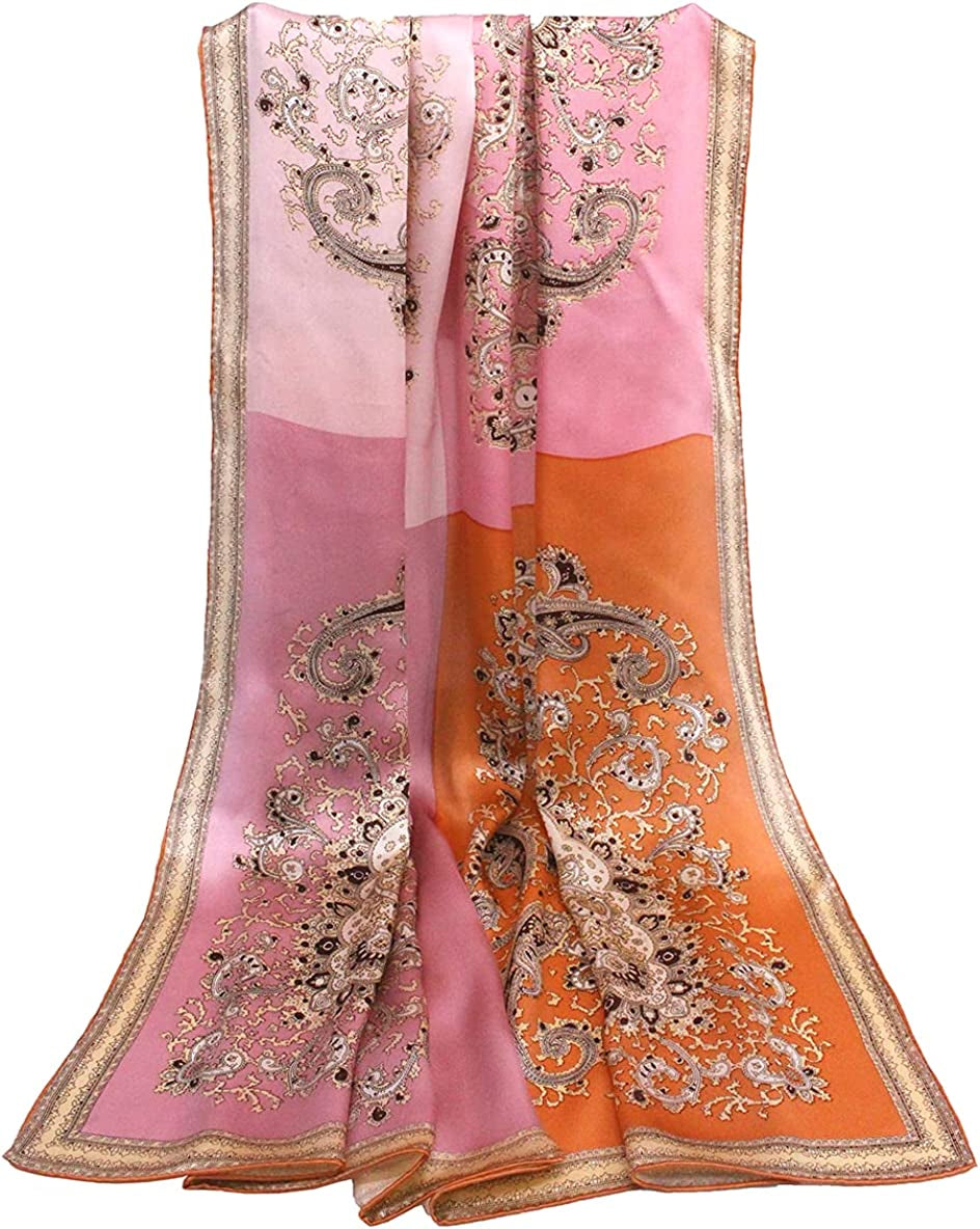 ANDANTINO 100% Pure Mulberry Silk Scarf 43" Large Square Lightweight Headscarf& Shawl–Women Hair Wraps-With Gift Packed